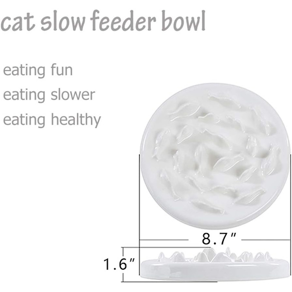 Långsam matare katt skålar, keramik rolig långsam matning interaktiv uppblåsthet stopp pussel katt skål hälsosam ätande diet husdjur hund långsam matning skålar