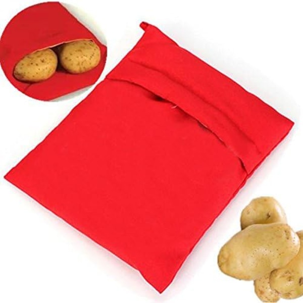 2-pack potatispåse för mikrovågsugn, potatispåse för bakning, potatispåse för mikrovågsugn, tortillabröd, majskolv, expressbakningsverktyg (röd)