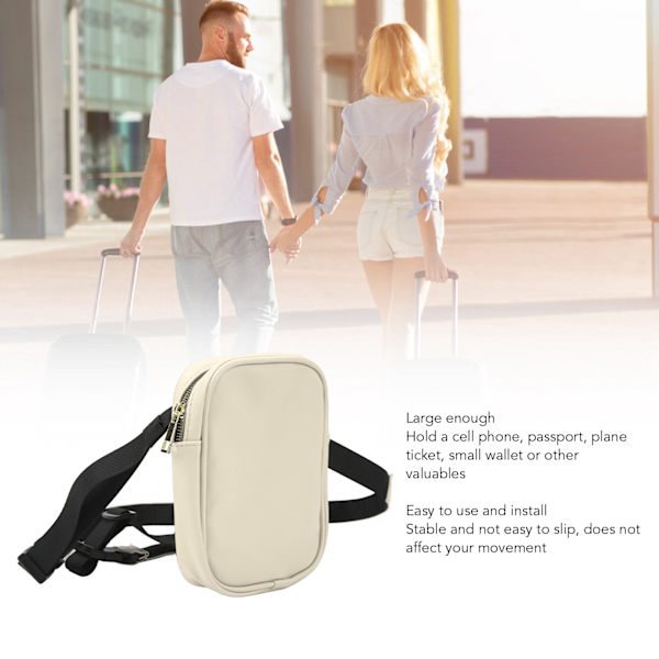 Lårsele Benväska Fanny Pack Stor Kapacitet Kvinnor PU Läder Benväska Utomhus Plånbok Beige