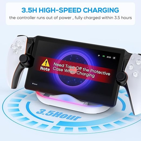 FASTSNAIL LED Laddare för PS Portal, Tillbehör kompatibla med Playstation Portal Remote Player, PSP Laddningsställ