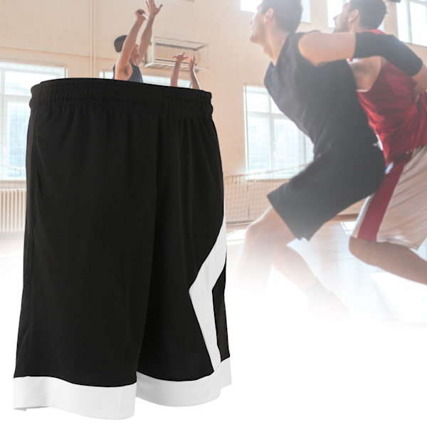 Man Sommar Sport Shorts Snabbtorkande Träningsshorts för Basket/Löpbord SvartXL