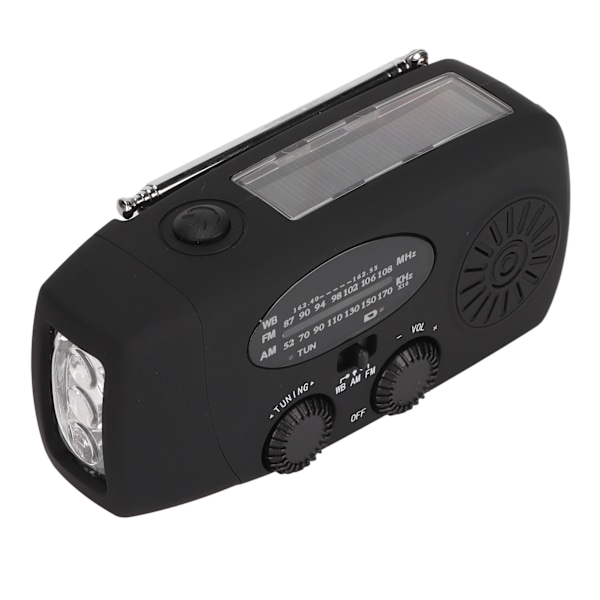 XSY088L Portabel NOAA/AM/FM Radio Vattentät Portabel Solcellsdriven Vevradio med 2000mAh Laddare för Utomhusbruk Svart