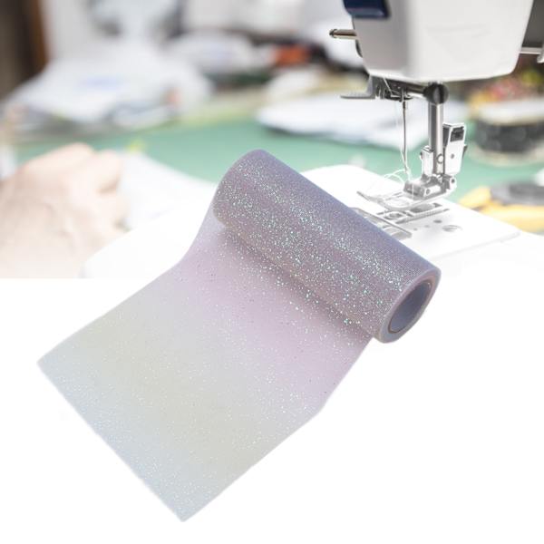 Regnbågsglitter Tyll Lång Flexibel Utsökt Praktisk Bred Applikation Glittrande Tyll för Bröllopsfest Ljusrosa Gul Blå