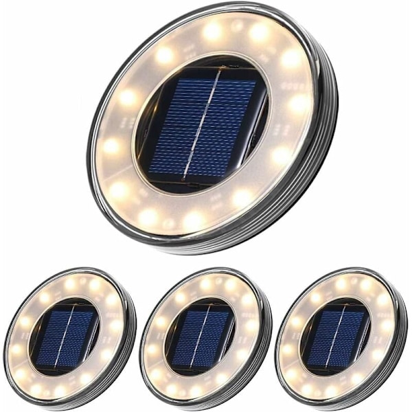 LED solcellsmarkbelysning 4-pack, Tomshine 12 LED solcellsbelysning utomhus, vattentät IP68, gatubelysning, nedgrävd belysning för stigträdgårdsterrass