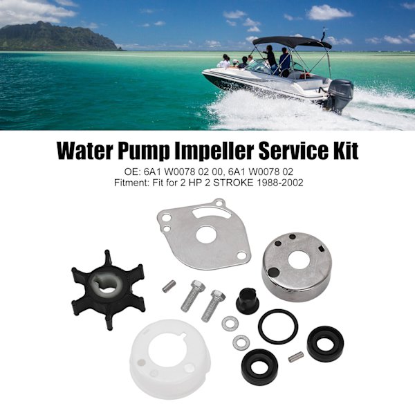 14-delad vattenpumpimpeller-reparationssats Hög prestanda Effektiv 6A1 W0078 02 för 2 hk 2-taktsmotor