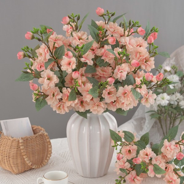 Simulerad blomma 5 gafflar stor bukett rosor - köttfärgad rosa