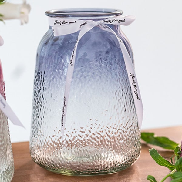 Elegant Gradientfärgad Glasvas Dekor, Geometrisk Form Vardagsrumsdekorationer, Cylindrisk Transparent Vas för Konstgjorda Buketter, Halkfri Bas