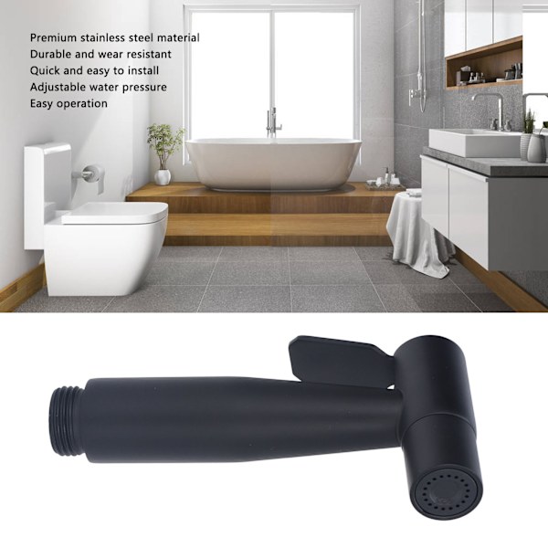 Bidet Sprayer i rostfritt stål G1/2 Justerbart Vattentryck Bärbar Platssparande Enkel Installation Handhållen Bidet SprayerMatt Svart