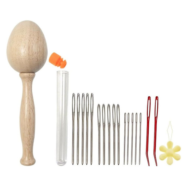 Stoppningsvamp Set Slät Trä Böjd Handtag Avtagbar Stoppningstillbehör Kit för Sömnadsreparation Kläder DIY