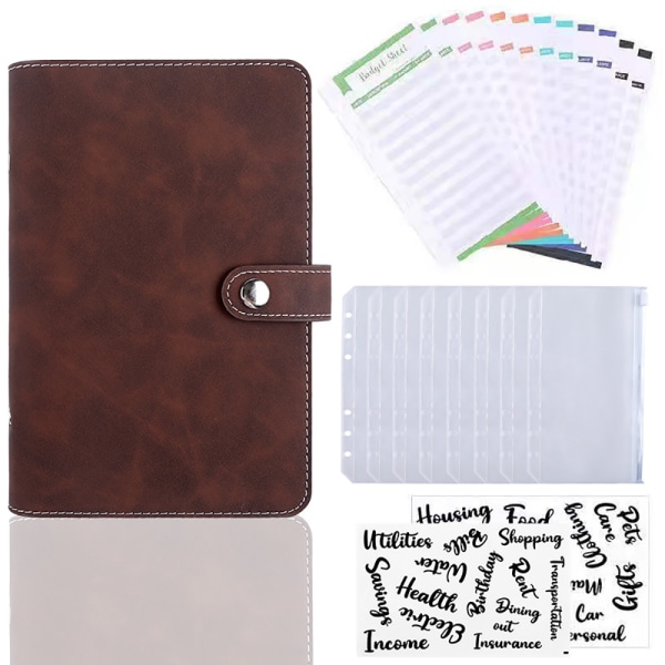 A6 PU Läder Notebook Påfyllningsbar 6 Rund Ringpärm Omslag för A6 Fyllpapper Notebook Personlig Planerare Pärm