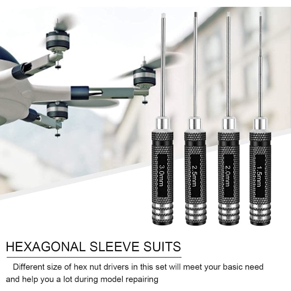 4 st lätta hexnyckelsats med titannitridbeläggning, hexskruvmejselsats för RC-helikopter (1,5 mm/2 mm/2,5 mm/3,0 mm)