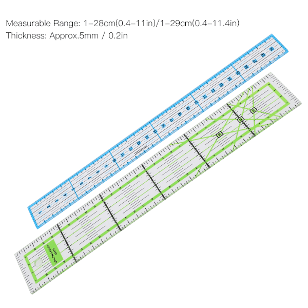 2 st/set Mini symaskin linjaler akryl quiltverktyg med rutnät för mätning ritning stygn