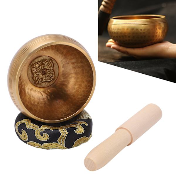 Sjungande skål handhamrad platt botten lugn känsla fridfull röst 8 cm kaliber meditation yogaskål för avkoppling