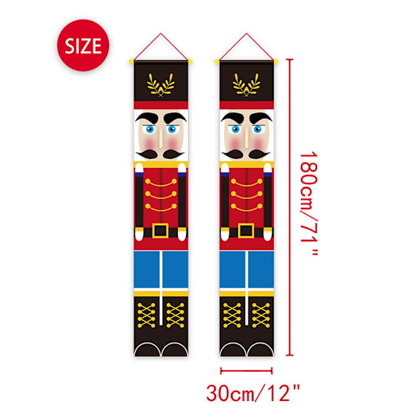2 stycken Nötknäppare julbanderoller Sentry Soldier Model Banderoller för juldekorationer, inredningsbehov inomhus och utomhus (30 × 180 cm / 12 × 71
