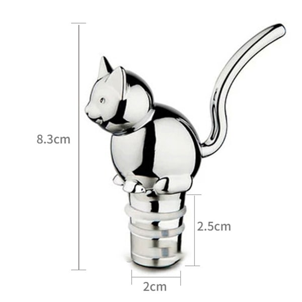 Vinflaskpropp med katthuvud, silver, flaskpropp