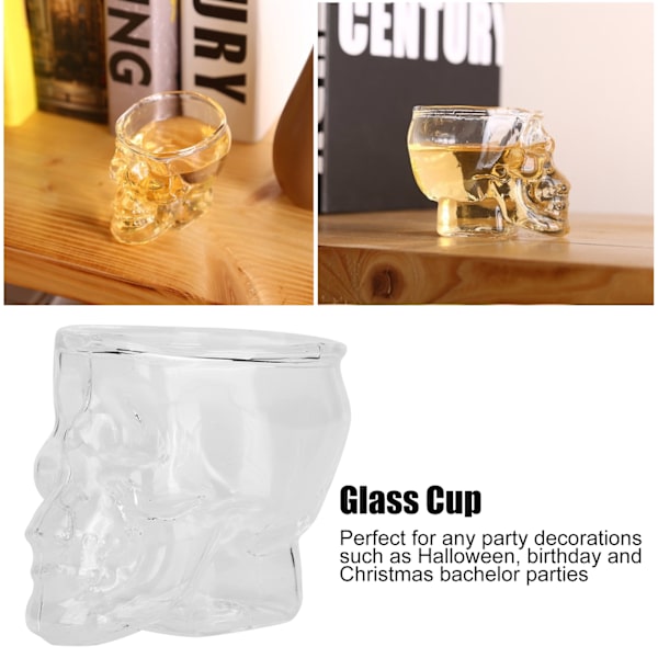 3PCS 75ML Skalleformad Glaskopp Vinglas Ölmugg Dryck Behållare Halloween Fest Dekor