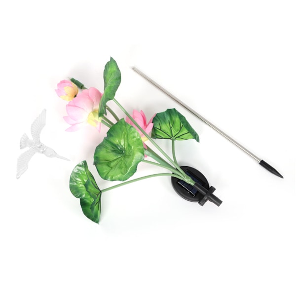Solcellslampor Lotus Style Färgglada LED-gräsmattslampor för trädgårdsgård Kolibri