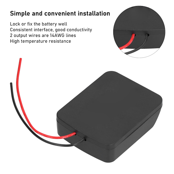 Batteriadapter DIY Strömförsörjningsomvandlare Kontakt för DCB-serien 14.4V/18V/20V med kabel