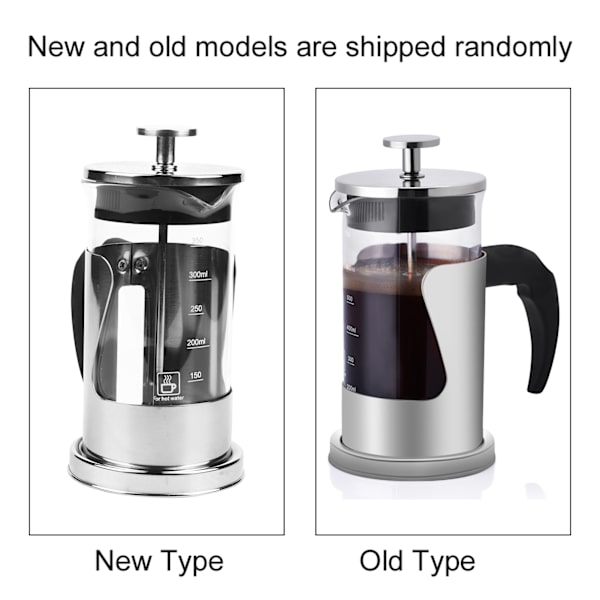 350ML 304 Rostfritt Stål & Glas Värmebeständig Fransk Press Kaffebryggare & Te-Bryggare