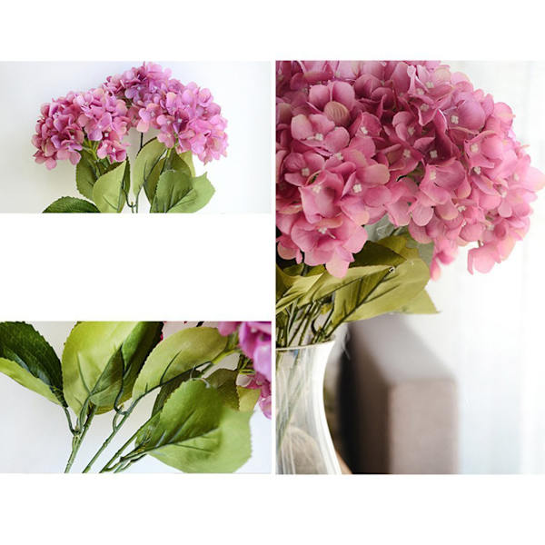 5 Huvuden Hortensia Vacker Konstgjord Blombukett Bukett Hem Bröllopsdekor (Cameo)
