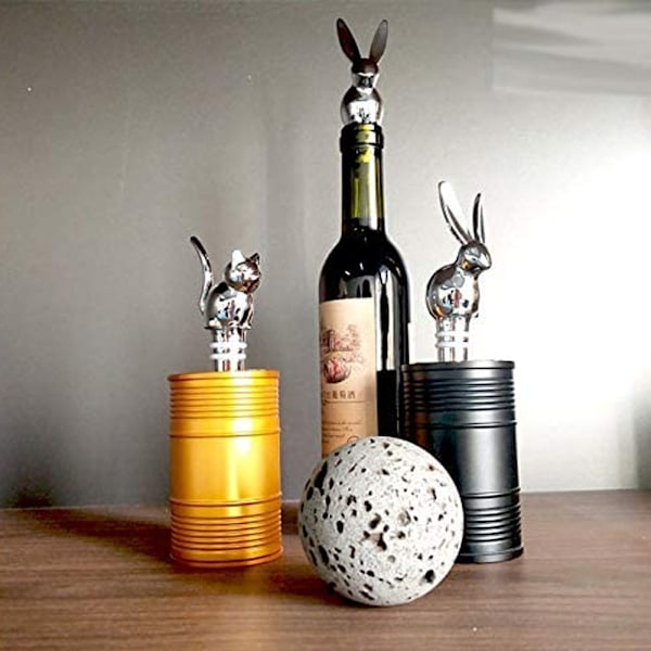 Vinflaskpropp med katthuvud, silver, flaskpropp