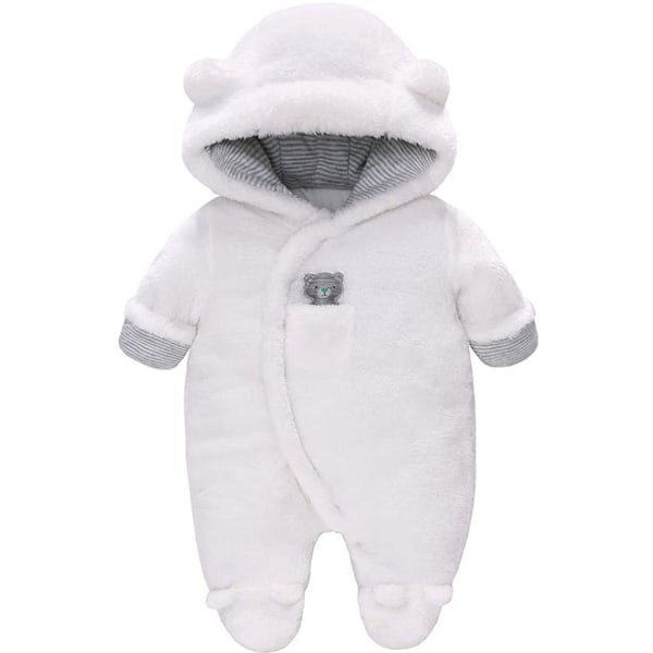 Baby Snowsuits Vinter Fleece Overall med Huva Flickor Pojkar Romper Footed Jumpsuit（0-3 Månader）