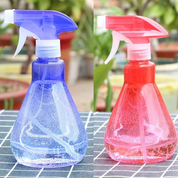 2 st sprayflaskor, tomma plastsprayer, påfyllningsbar pumpspray, tom sprayflaska, vattenspruta för trädgård, hår, växter, blå, röd, 500 ml