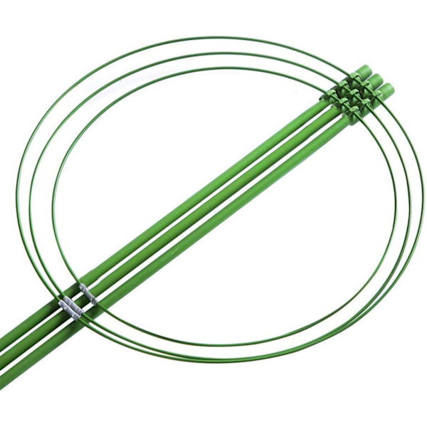 Växtstöd Burar 18 Tum Växtburar med 3 Justerbara Ringar, 3-Pack (18\")$3 Pack Växtringstöd för Krukväxter, Runt Växtstöd