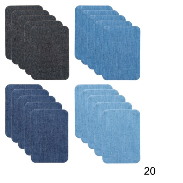 Högkvalitativa jeansplåster för inom- och utomhusbruk Starkast självhäftande bomull Olika nyanser av blått Set 20 delar