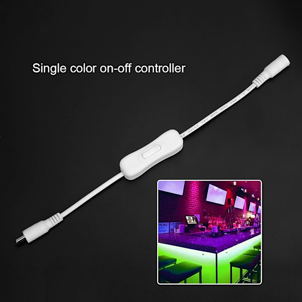2 st. Enfärgad På/Av-styrenhet med DC-strömkabelkontakt för 5050 3528 LED-remsa