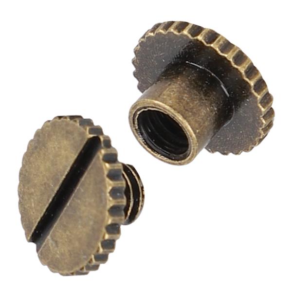 30 Set Boknit Nitar Knurling Platt Mässing Läderbindningsknapp Tacks 9.5x6mm Spik 4mm Skruv(Brons )