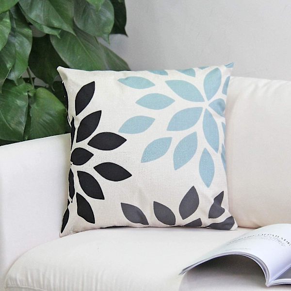 Moderna geometriska kuddfodral i linne för heminredning 16 x 16 tum Set om 4 Hem -