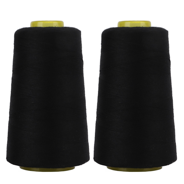 2 st 402 Sergertråd Premium Polyester Fray Resistant Fadeless Hållbar Robust Allmänt Använd Svart Tråd