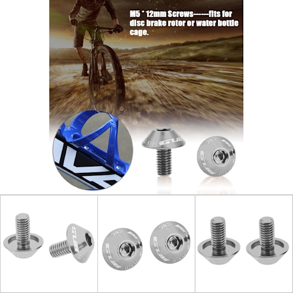 GUB G-510 2 st M5 * 12 mm cykel vattenflaskeburhållare fäste skruvbultar (silver)
