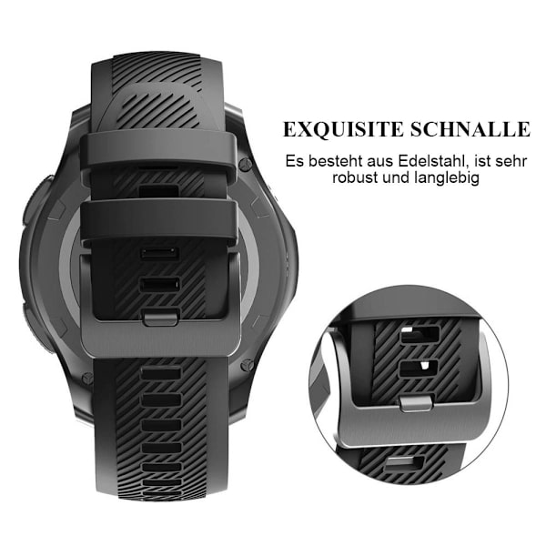 Armband kompatibel med Samsung Gear S3 Classic/Frontier, 22mm silikonersättningsarmband för Gear S3 Classic/S3 Frontier