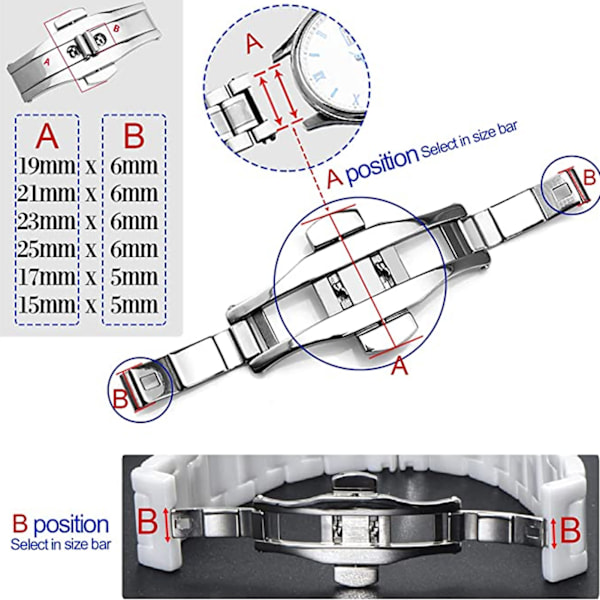 Silver Stainless Steel Watch Deployment Clasp High Finished Ergonomic Watch Buckle Replacement for Watchmaker 12