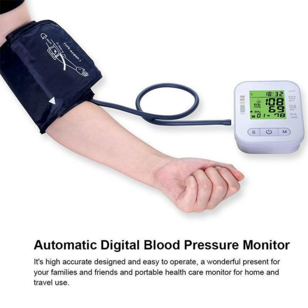 Blodtrycksmätare, digital blodtrycksmätare helautomatisk överarmsblodtrycksmätare pulsmätning