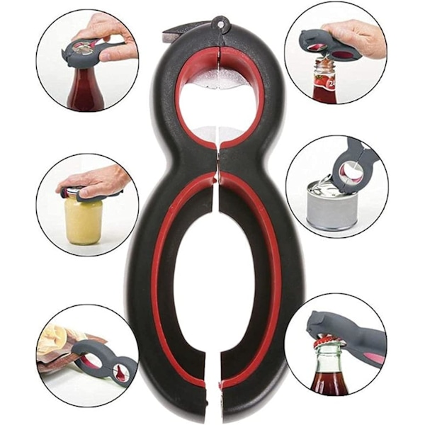[6 Functions] Universal Opener for Bottles/Jars/Cans - Black