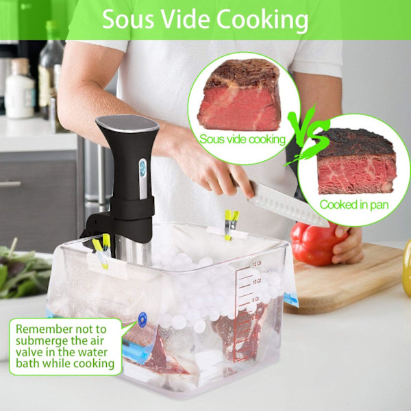 Sous Vide-påsar 15 återanvändbara vakuumförvaringspåsar för Anova- och Joule-kokare - 3 storlekar Sous Vide-påsekit med pump - 3 förseglingsklämmor för mat