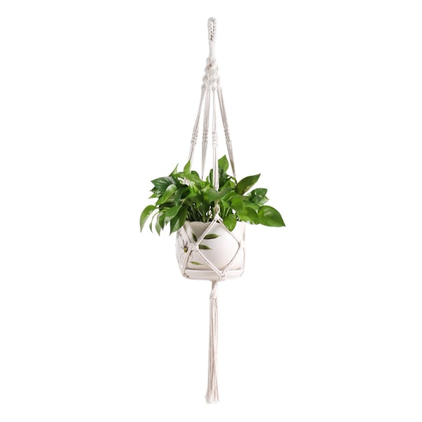 Makramé blomkrukeupphängning i jute