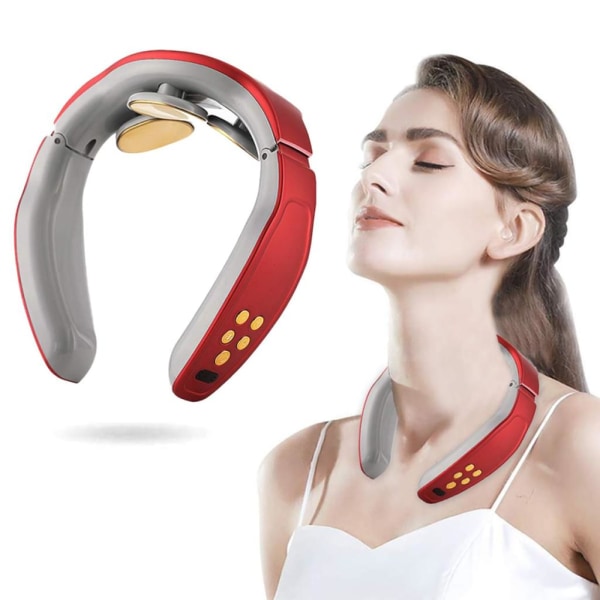 Nackmassageapparat med värme, Elektrisk Pulse Smart Neck Massager,