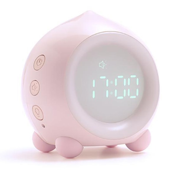 Barns tecknade smart väckarklocka, LED färgglada wake, rosa
