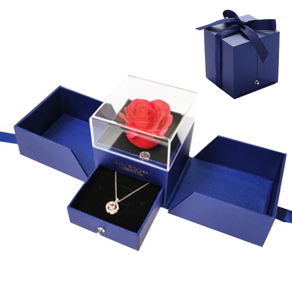 Infinity Roses, Eternal Rose Box med halsbandspresenter för kvinnor