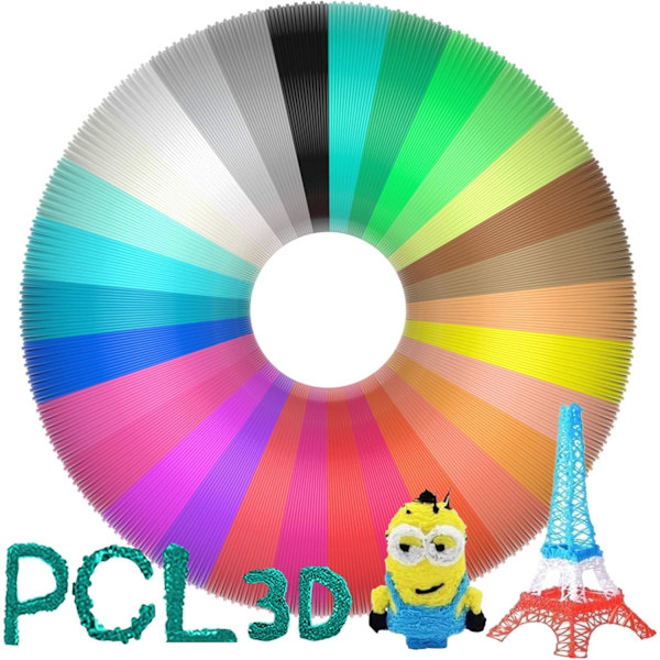 Flerfärgat Filament Set, Livfulla Färger Förbättrar Kreativitet & Rumslig Förmåga, Giftfritt PCL-Material Perfekt för Barn, Högkvalitativ 3D-Utskrift