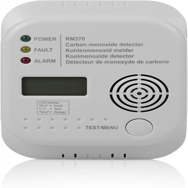 Digital Defender, Kolmonoxiddetektor med 7 års sensorlivslängd, Elektrokemisk sensor för noggrann övervakning, Portabel design, LED-display för
