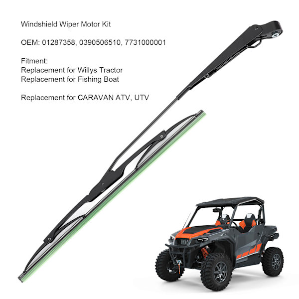 Vindrutetorkarmotorsats 7731000001 Lång Axel 12v Universal Torkarmotor med Arm och Blad för Fiskebåt ATV UTV