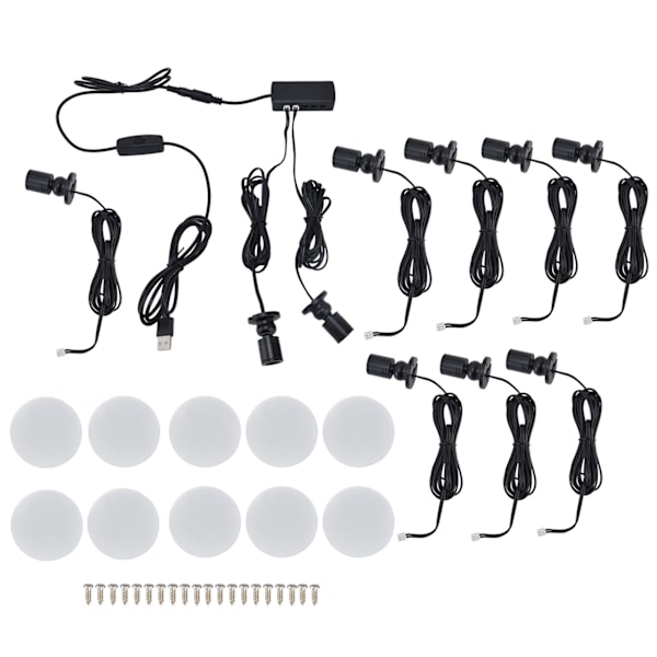 Display Cabinet Light USB-driven Dimbar Rund Liten LED-skåpslampa för Garderob Utställningshall1 för 10