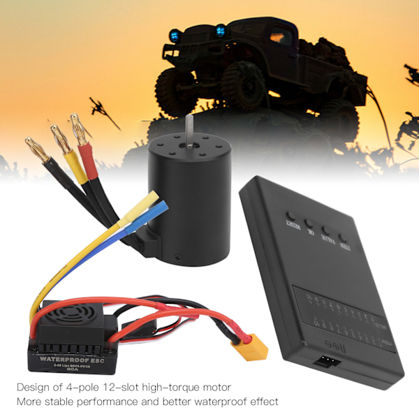 3650 3600KV Borstlös Motor 60A T ESC Programmer Card Combo Set för 1/8 1/10 RC Bildelar