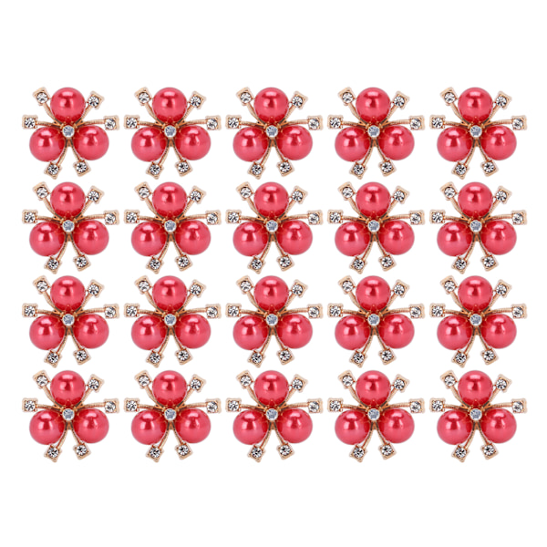 20 st pärlblommor strass DIY kläder manschett brosch mode smycken tillbehör röd