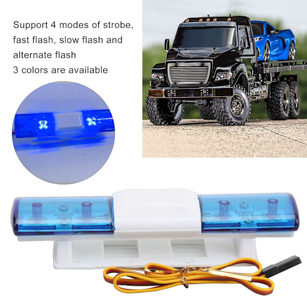 RC LED Polis Ljus Enkel Simuleringsdesign 4 Lägen RC Polis Blinkande Lampa LED Varningsljus för 1/8 1/10 RC Bilar Blå